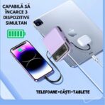 Baterie externa TU&YA® Portabila 2 in 1, 20.000 Mah, Afisaj Digital LED, Purple - Image 4