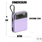 Baterie externa TU&YA® Portabila 2 in 1, 20.000 Mah, Afisaj Digital LED, Purple - Image 5