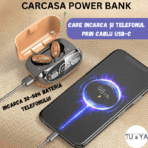 Casti Wireless audio, control prin atingere, carcasa magnetica cu Power Bank 800 mAh - Image 9